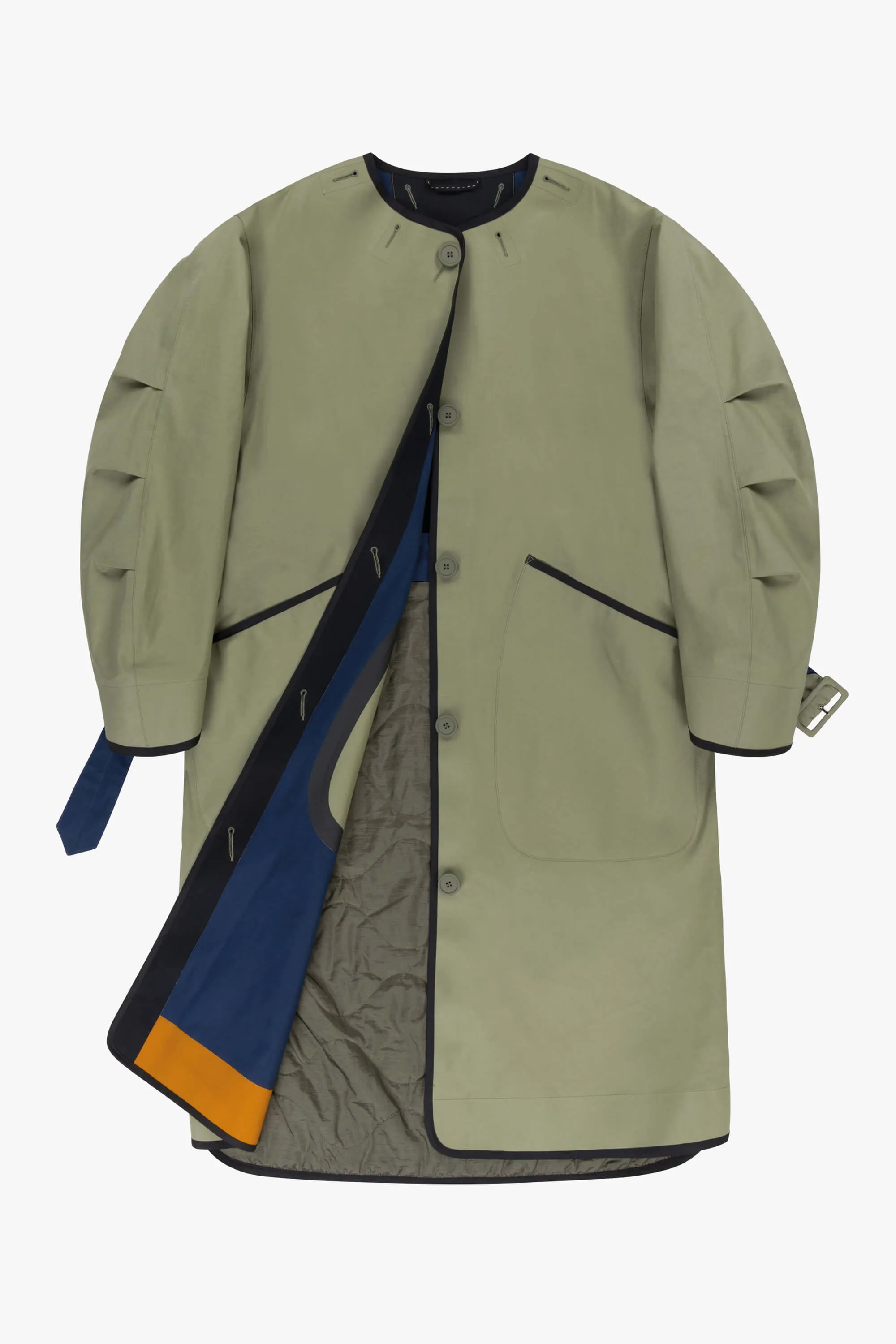 Bonded Patchwork Raincoat - Sage / Bright Navy