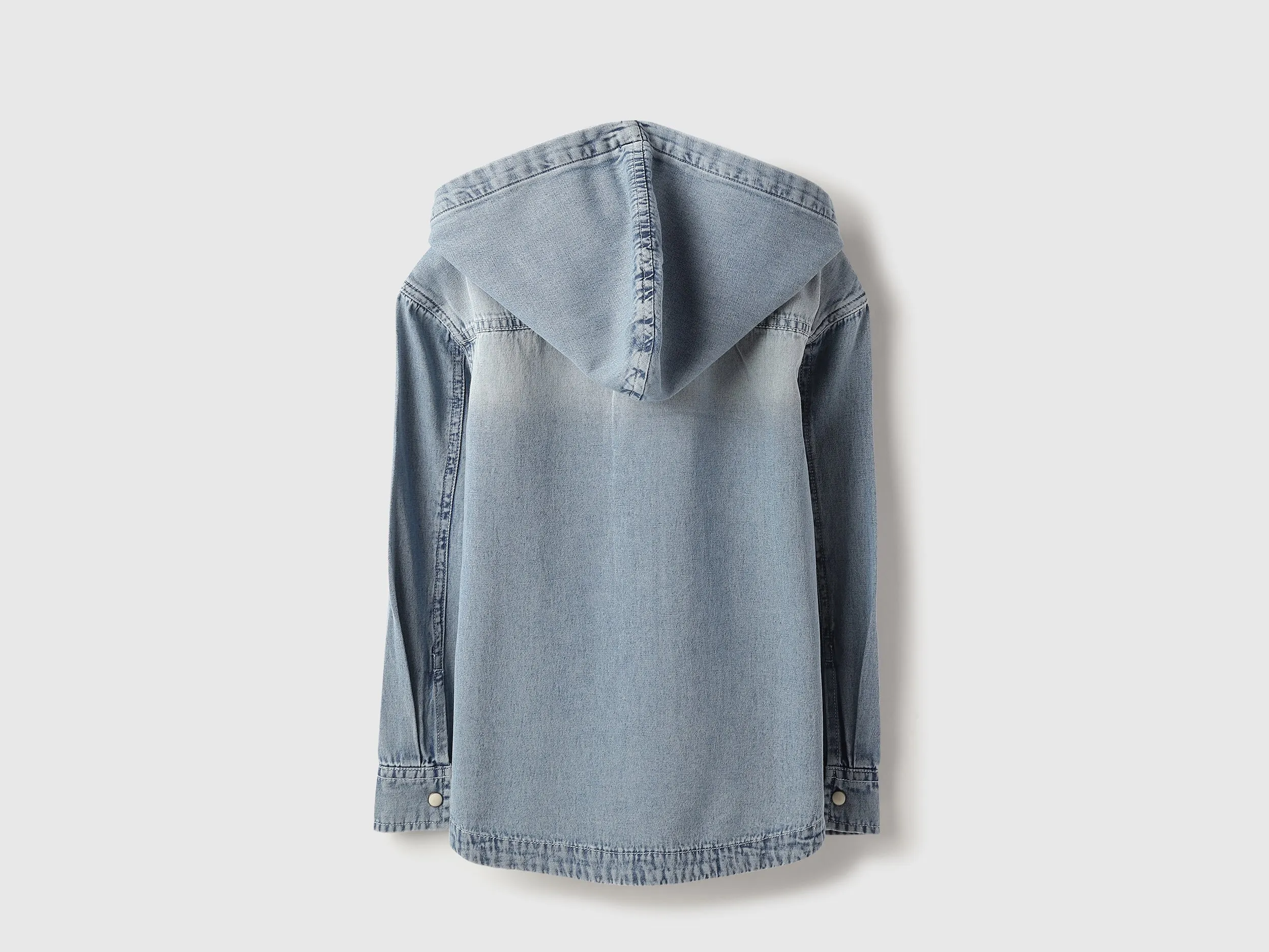 Boxy Fit Hooded Solid Denim Shirt