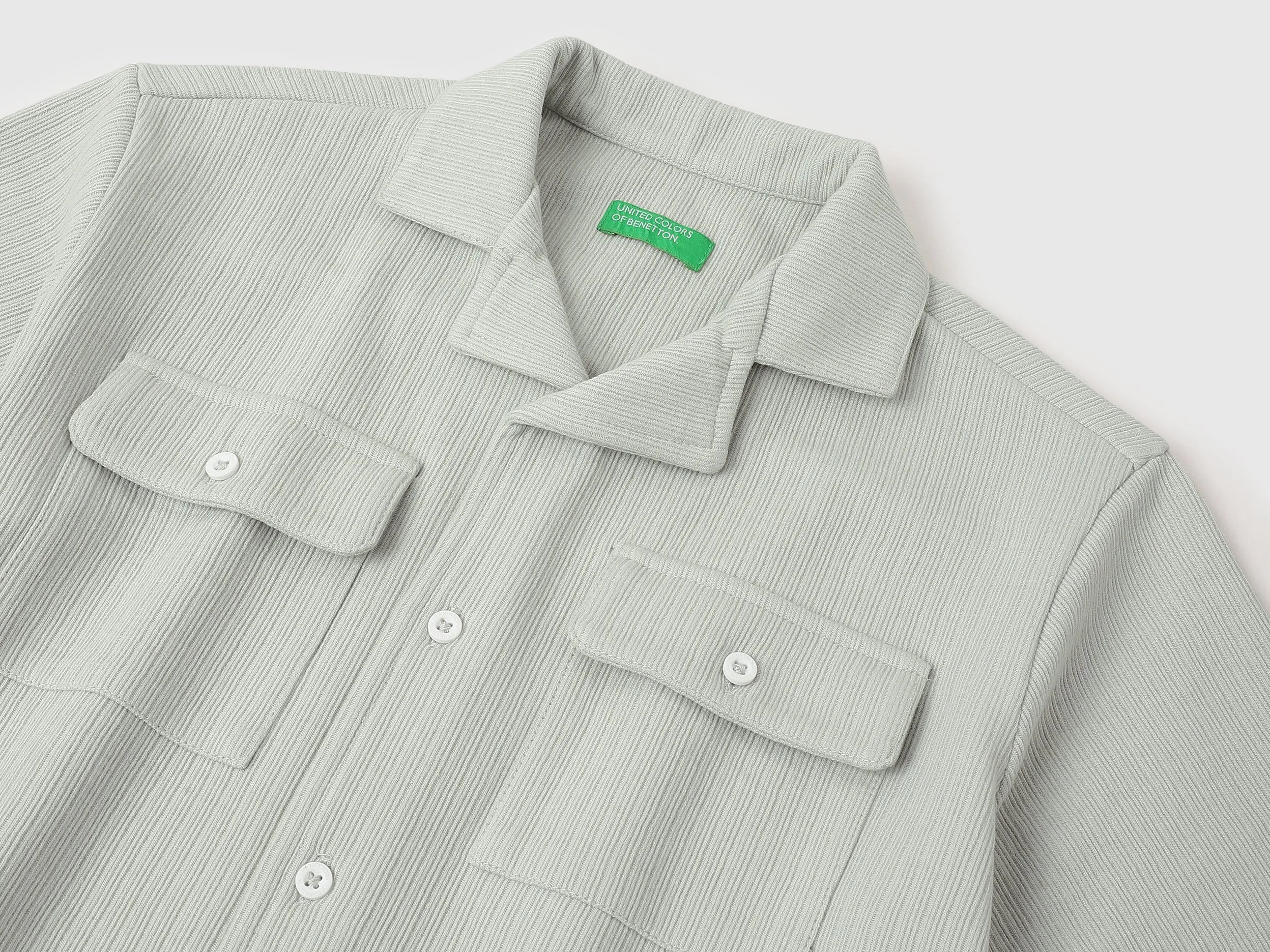 Boxy Fit Resort Collar Textured Shirt