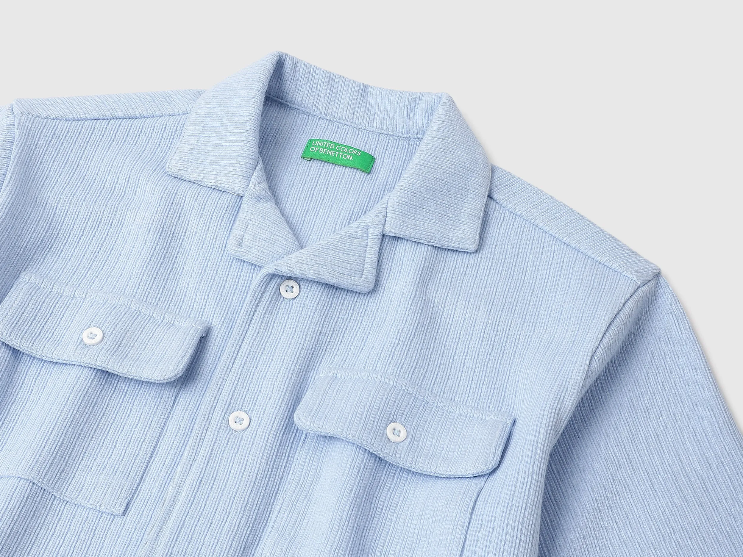 Boxy Fit Resort Collar Textured Shirt
