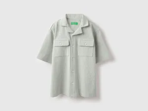 Boxy Fit Resort Collar Textured Shirt