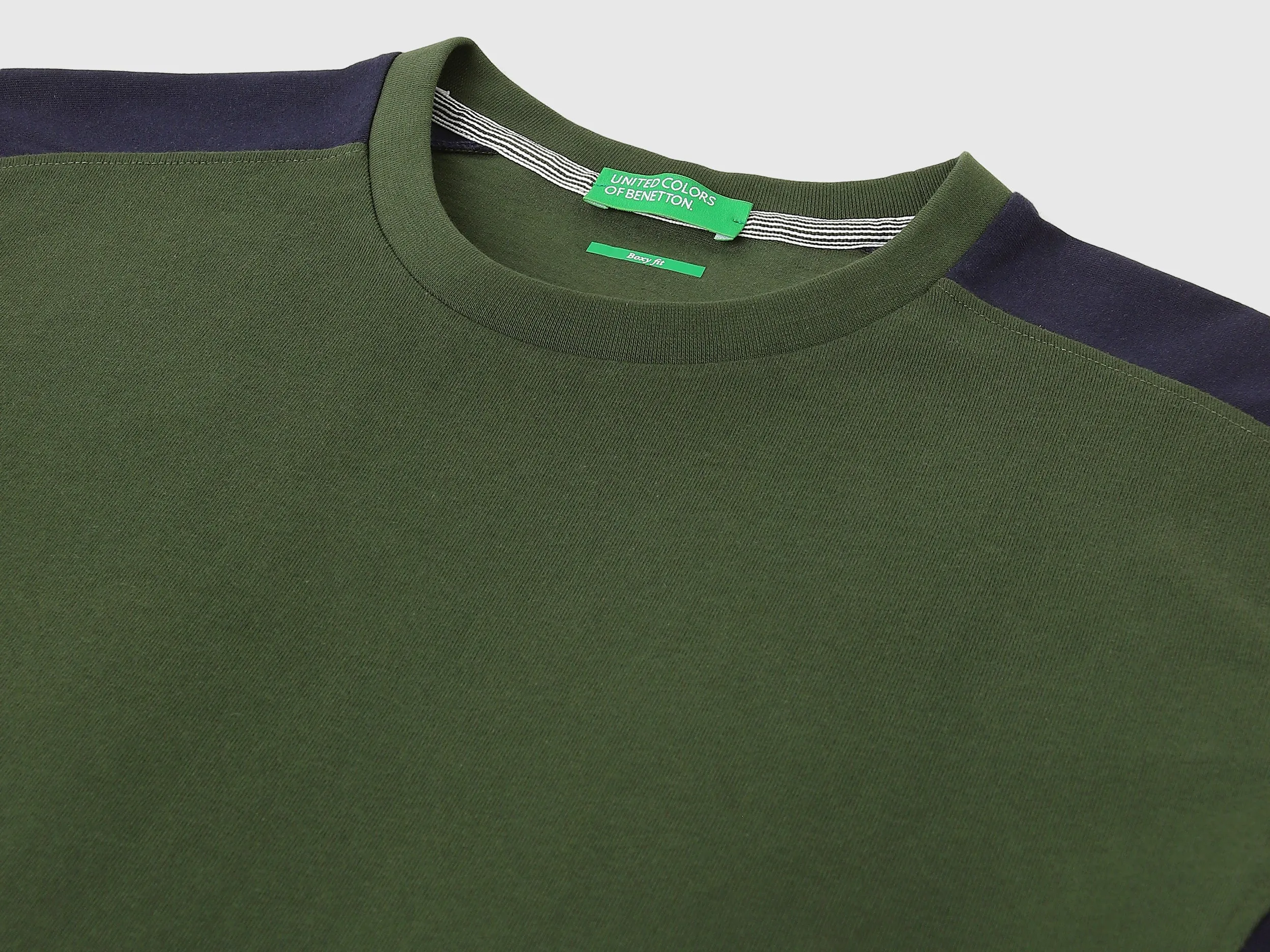 Boxy Fit Round Neck Color Block T-shirts