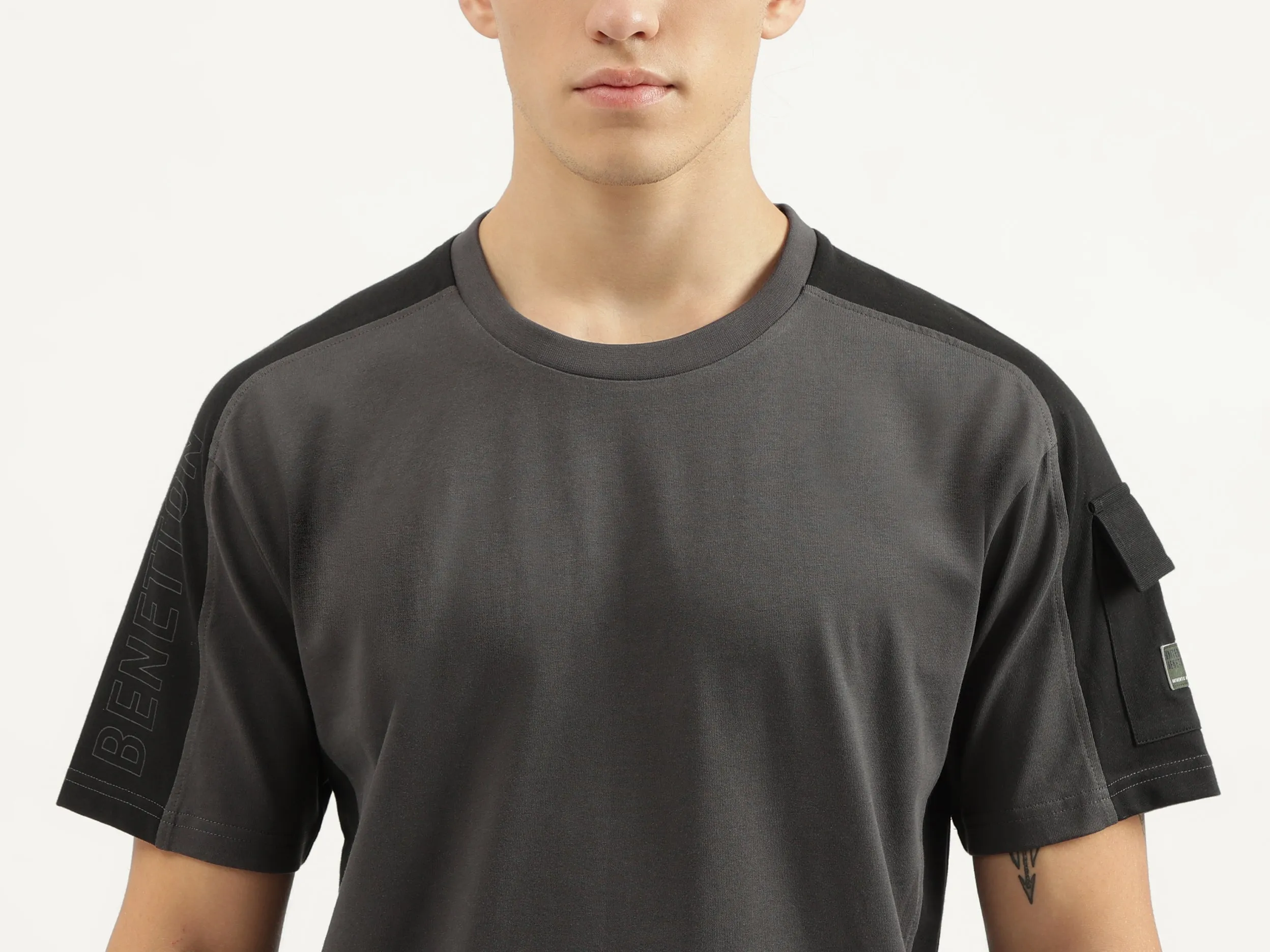 Boxy Fit Round Neck Color Block T-shirts