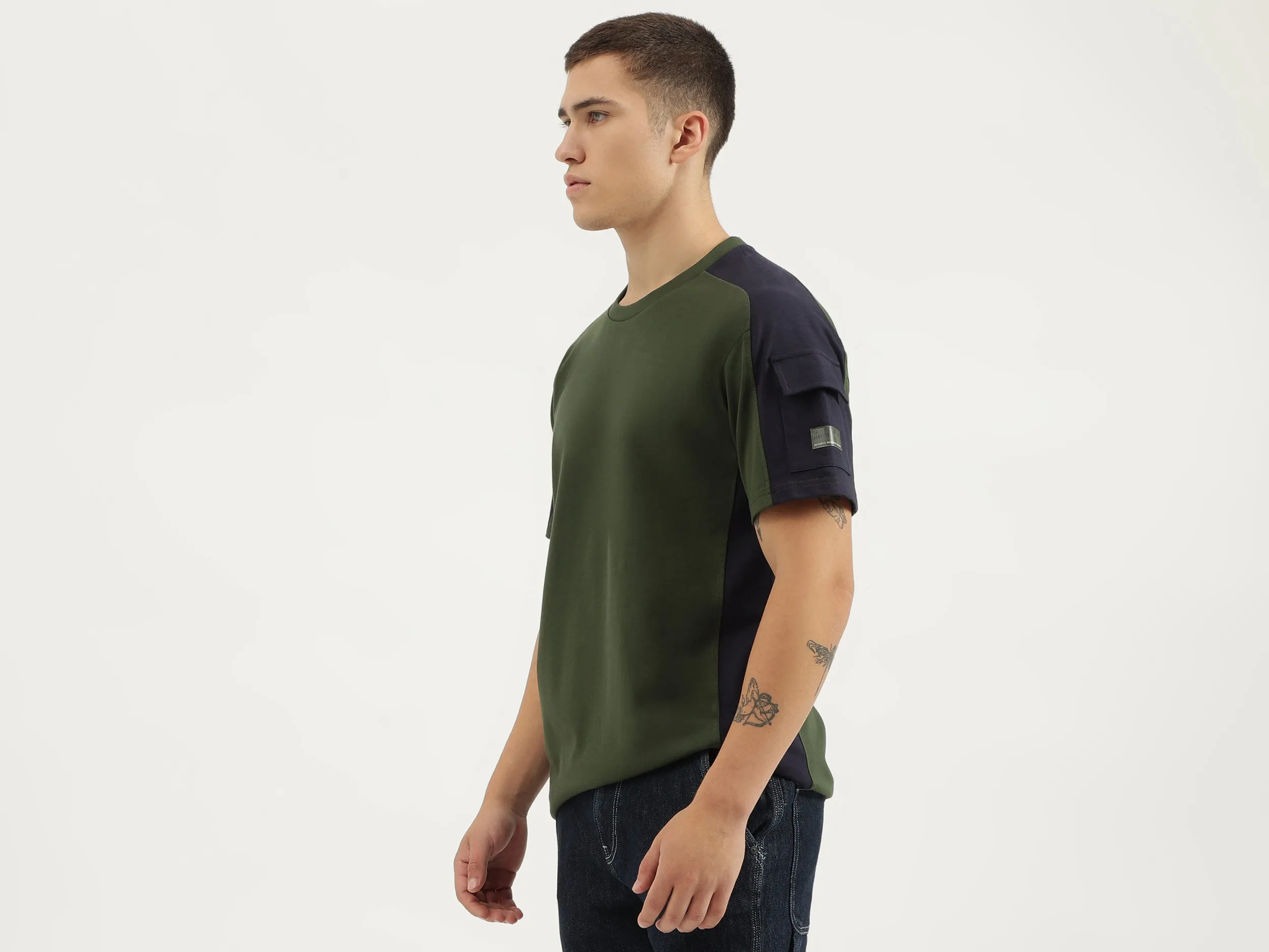 Boxy Fit Round Neck Color Block T-shirts