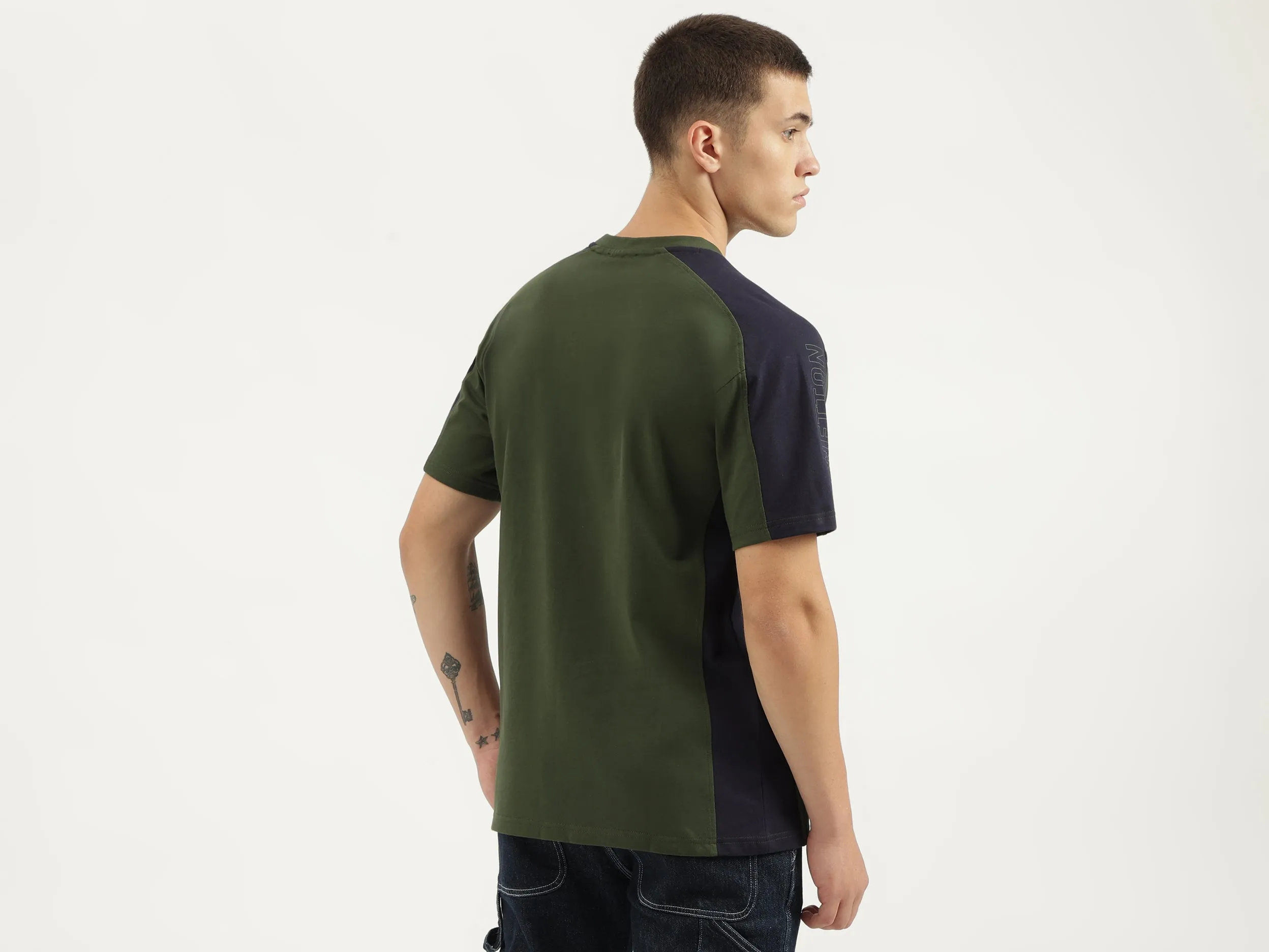 Boxy Fit Round Neck Color Block T-shirts