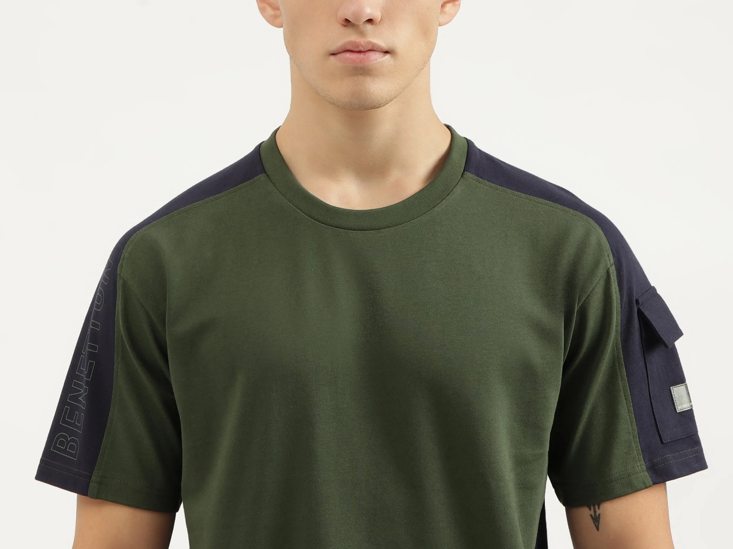 Boxy Fit Round Neck Color Block T-shirts