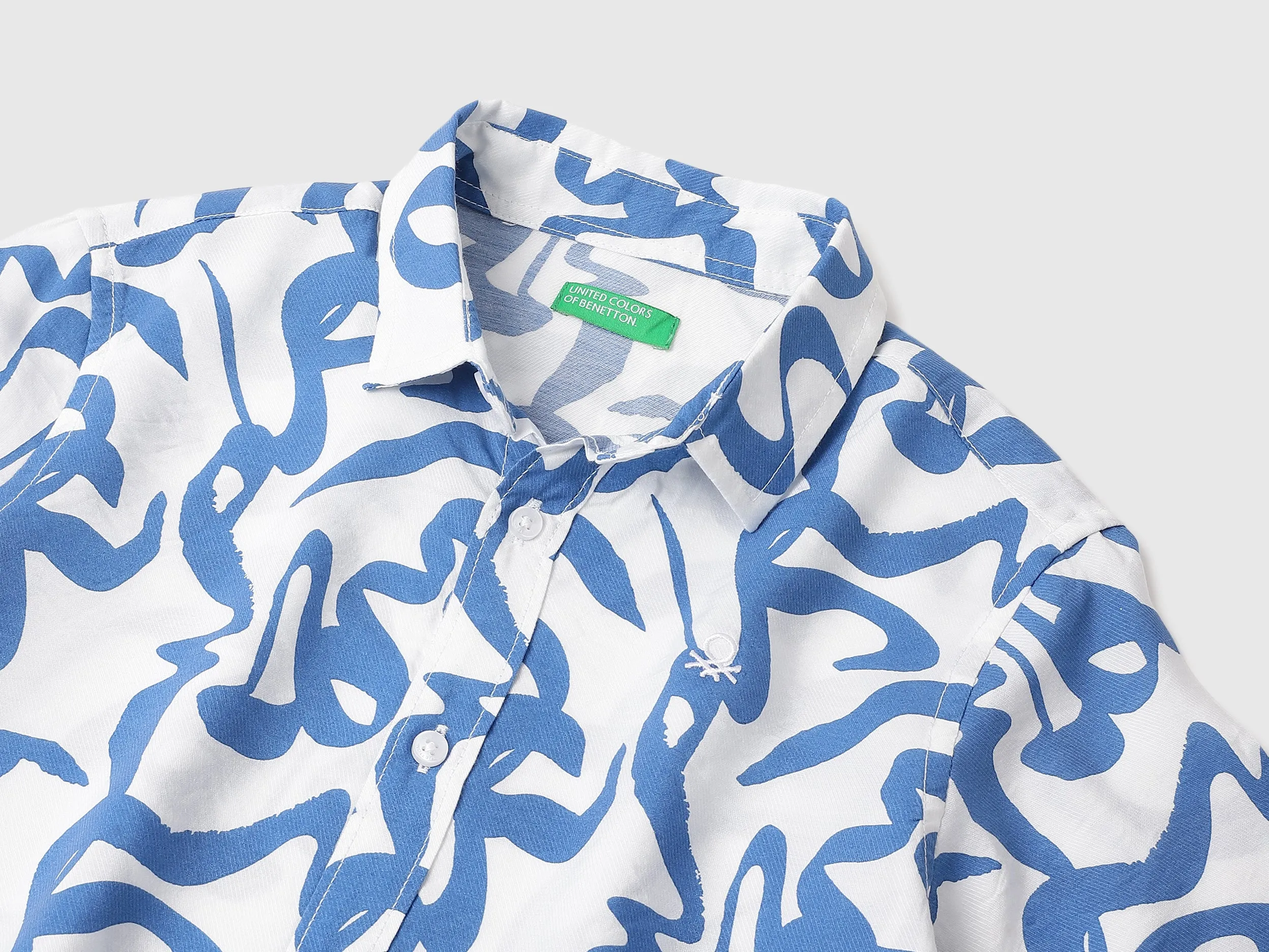 Boxy Fit Spread Collar Brushstroke Shirt