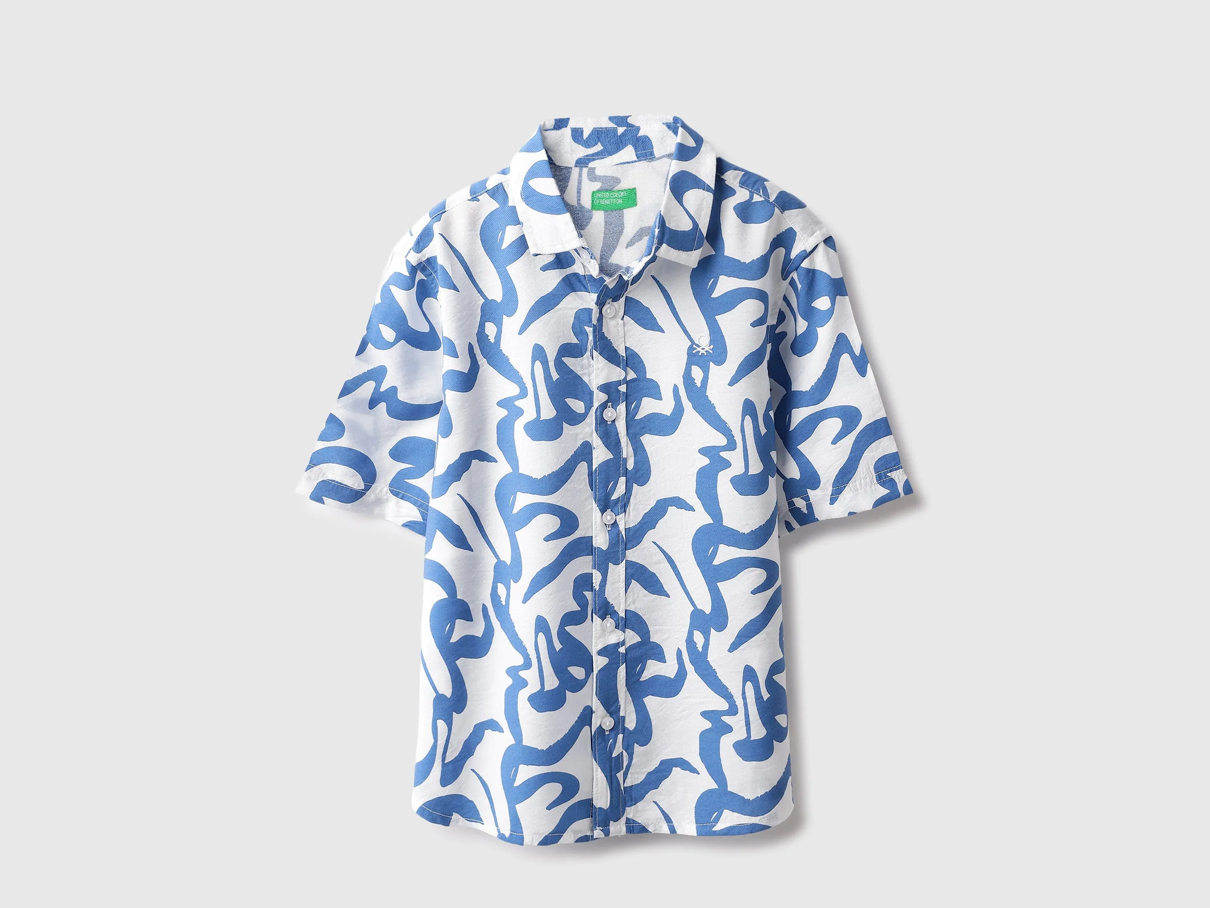Boxy Fit Spread Collar Brushstroke Shirt