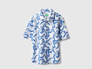 Boxy Fit Spread Collar Brushstroke Shirt
