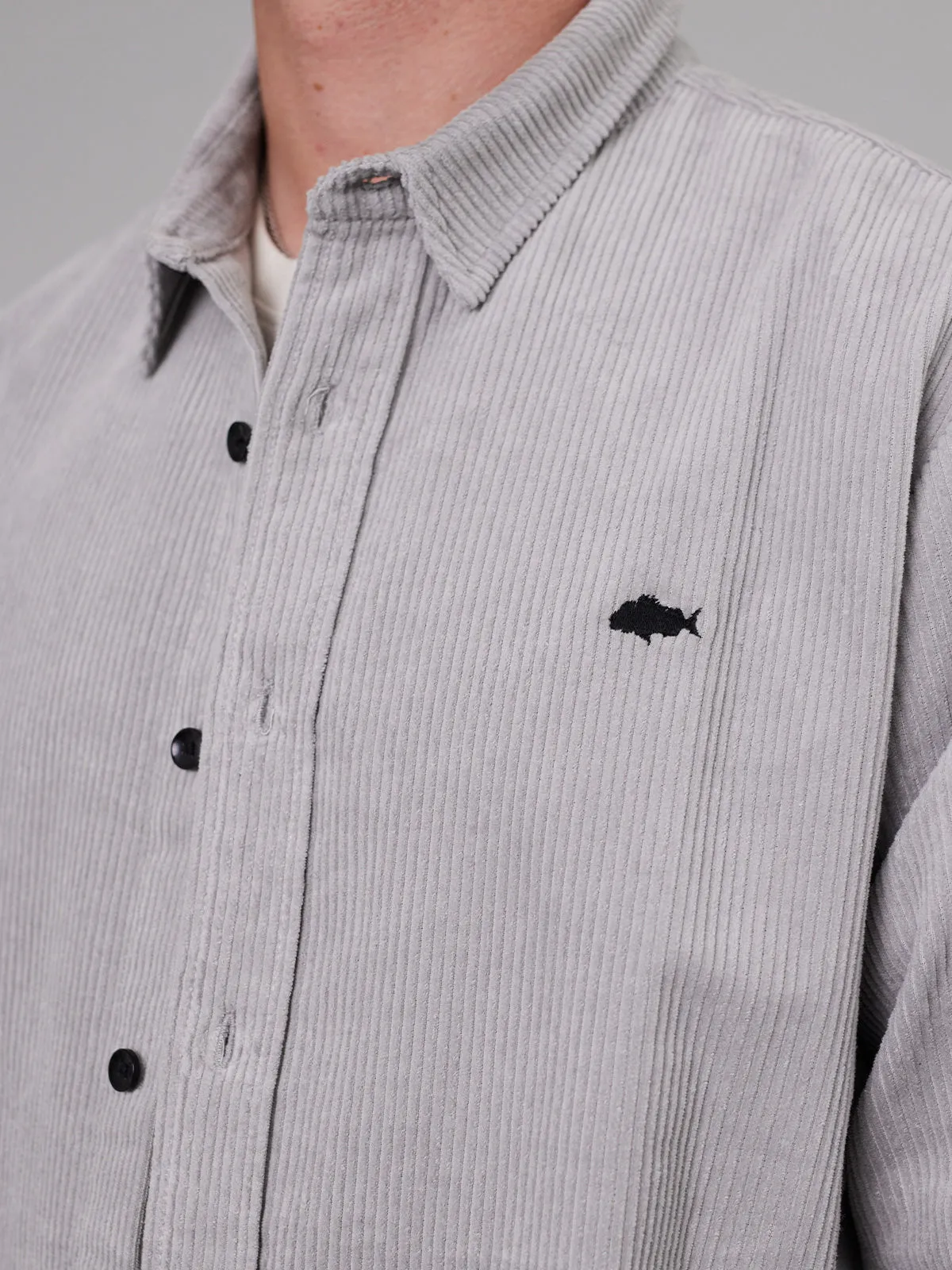 BOXY RIPPLE SHIRT - LIGHT GREY