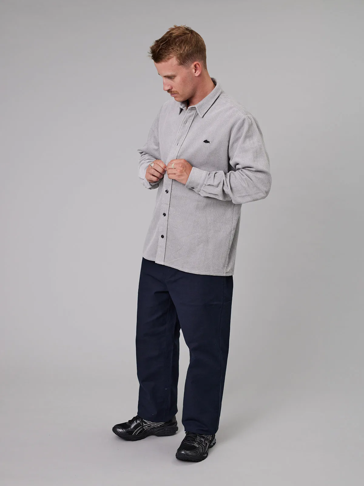 BOXY RIPPLE SHIRT - LIGHT GREY