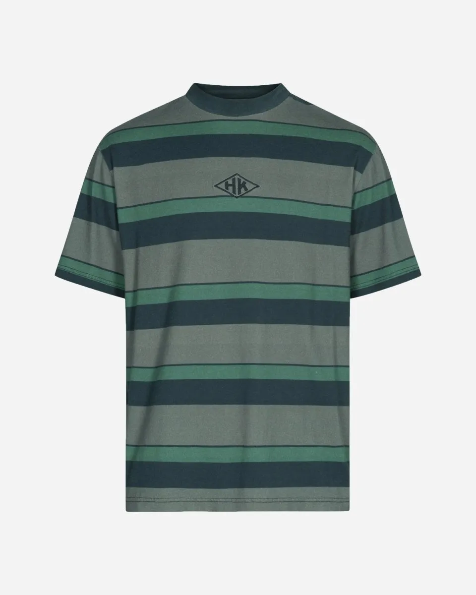 Boxy Tee Short Sleeve - Dark Tonal Stripes