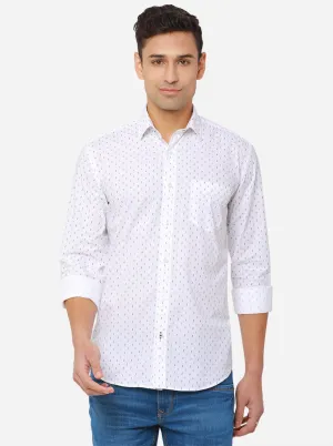 Bright White Printed Slim Fit Casual Shirt | JadeBlue