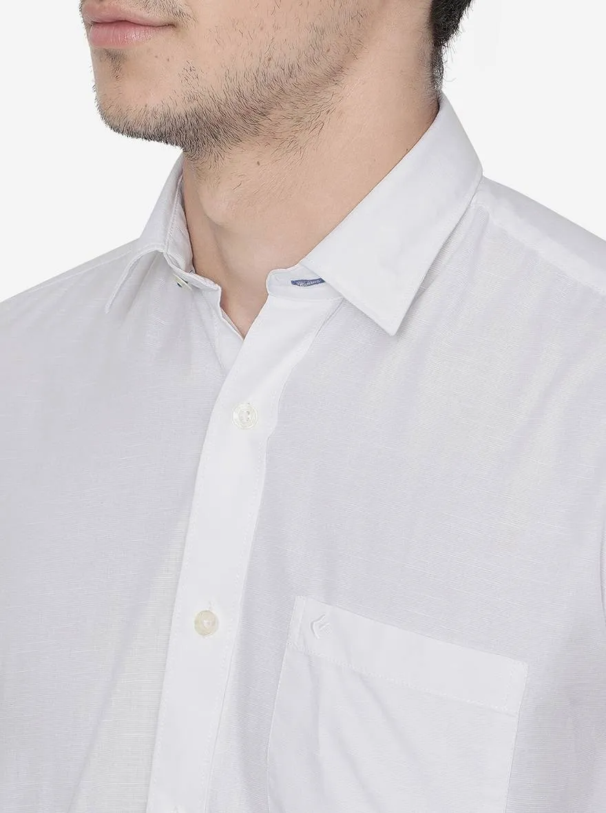 Bright White Solid Slim Fit Casual Shirt | Greenfibre