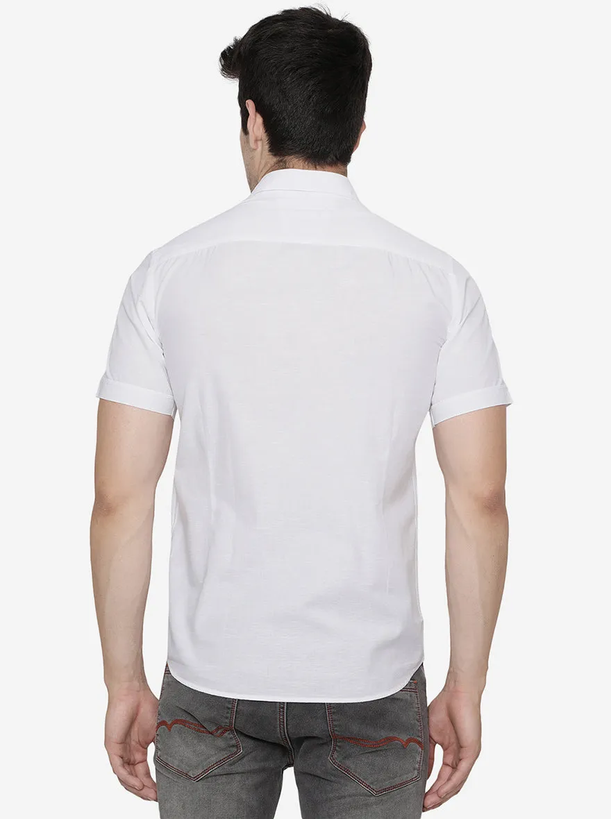 Bright White Solid Slim Fit Casual Shirt | Greenfibre