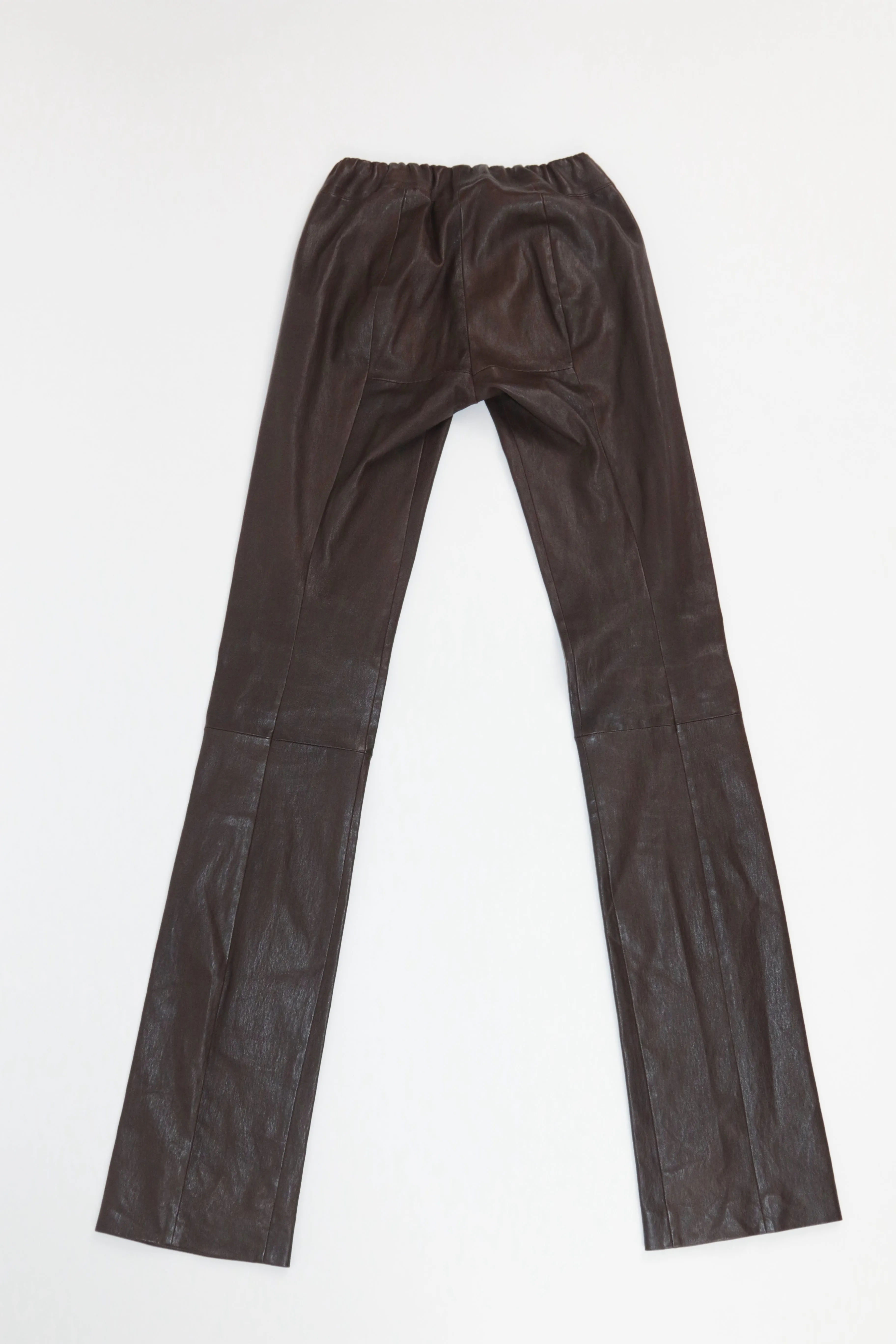 Brown Leather Flare Pants
