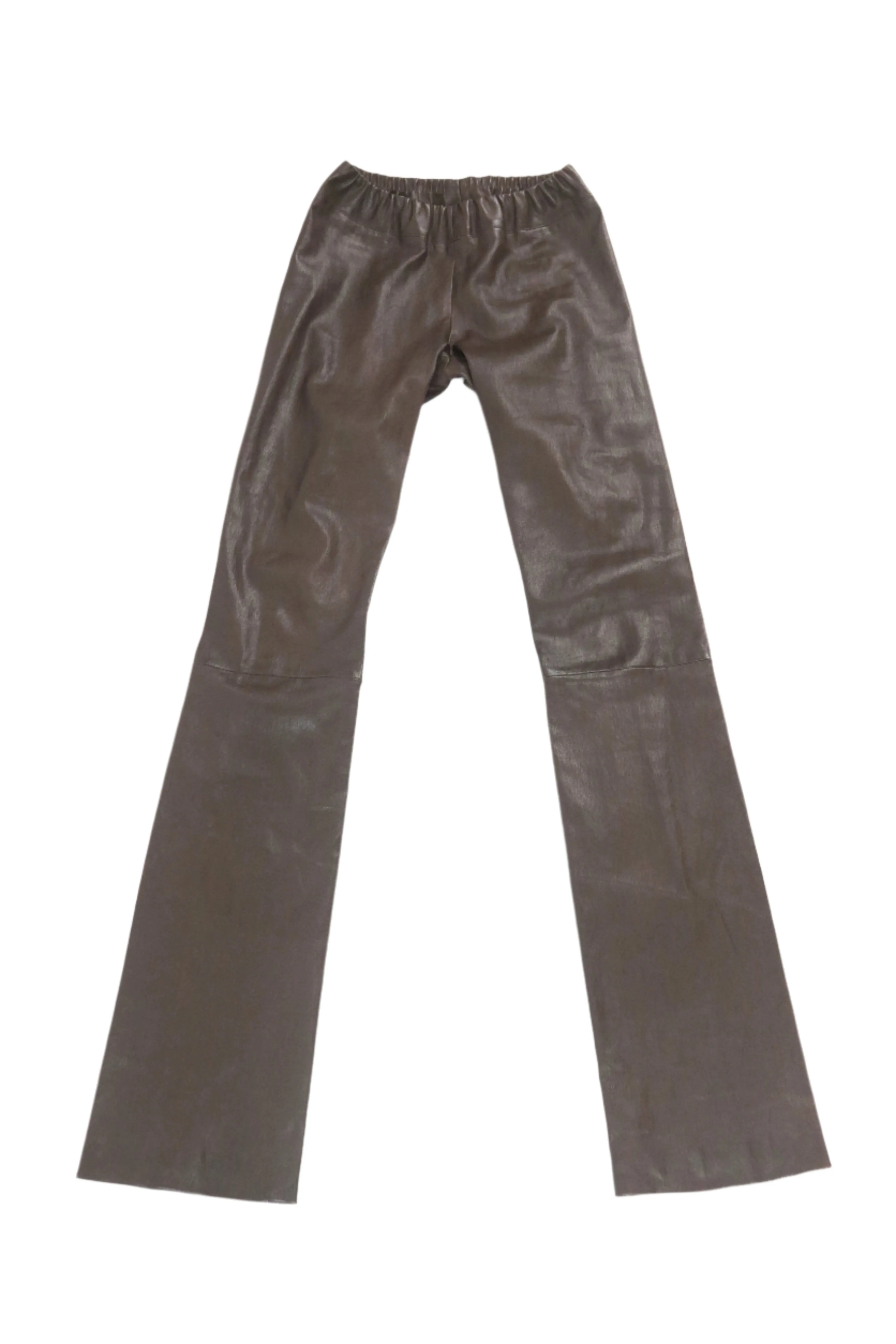 Brown Leather Flare Pants