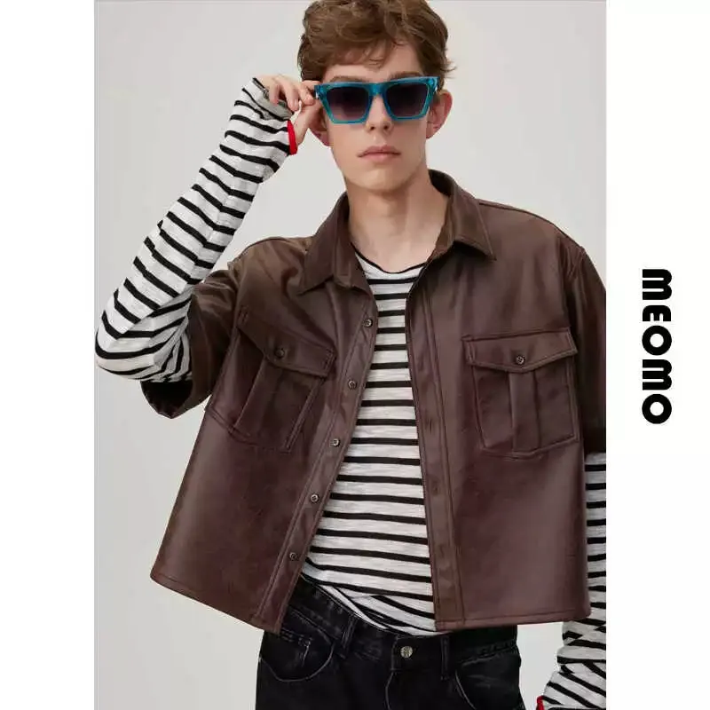 Brown Suede Leather Shirt Jacket