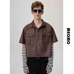 Brown Suede Leather Shirt Jacket