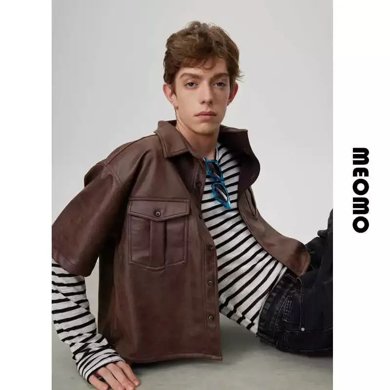 Brown Suede Leather Shirt Jacket