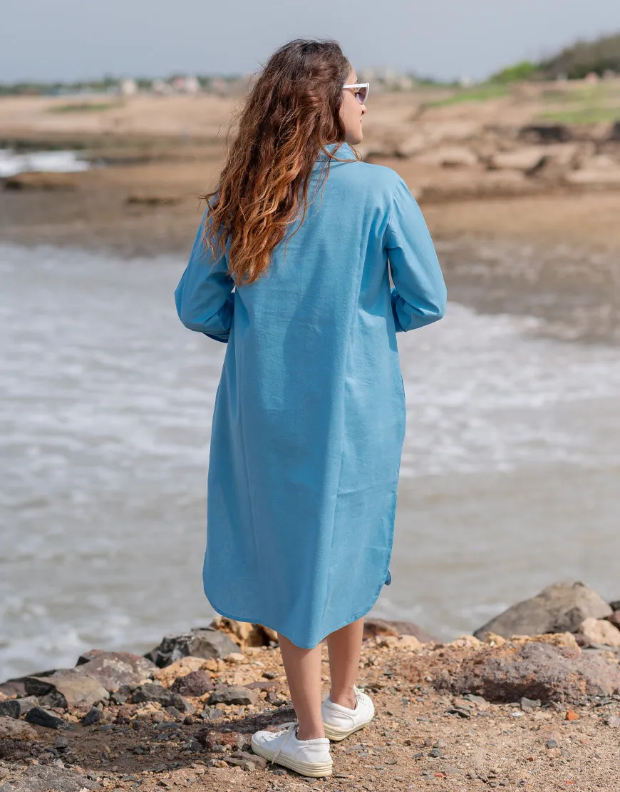 Calm blue Shirt Dress