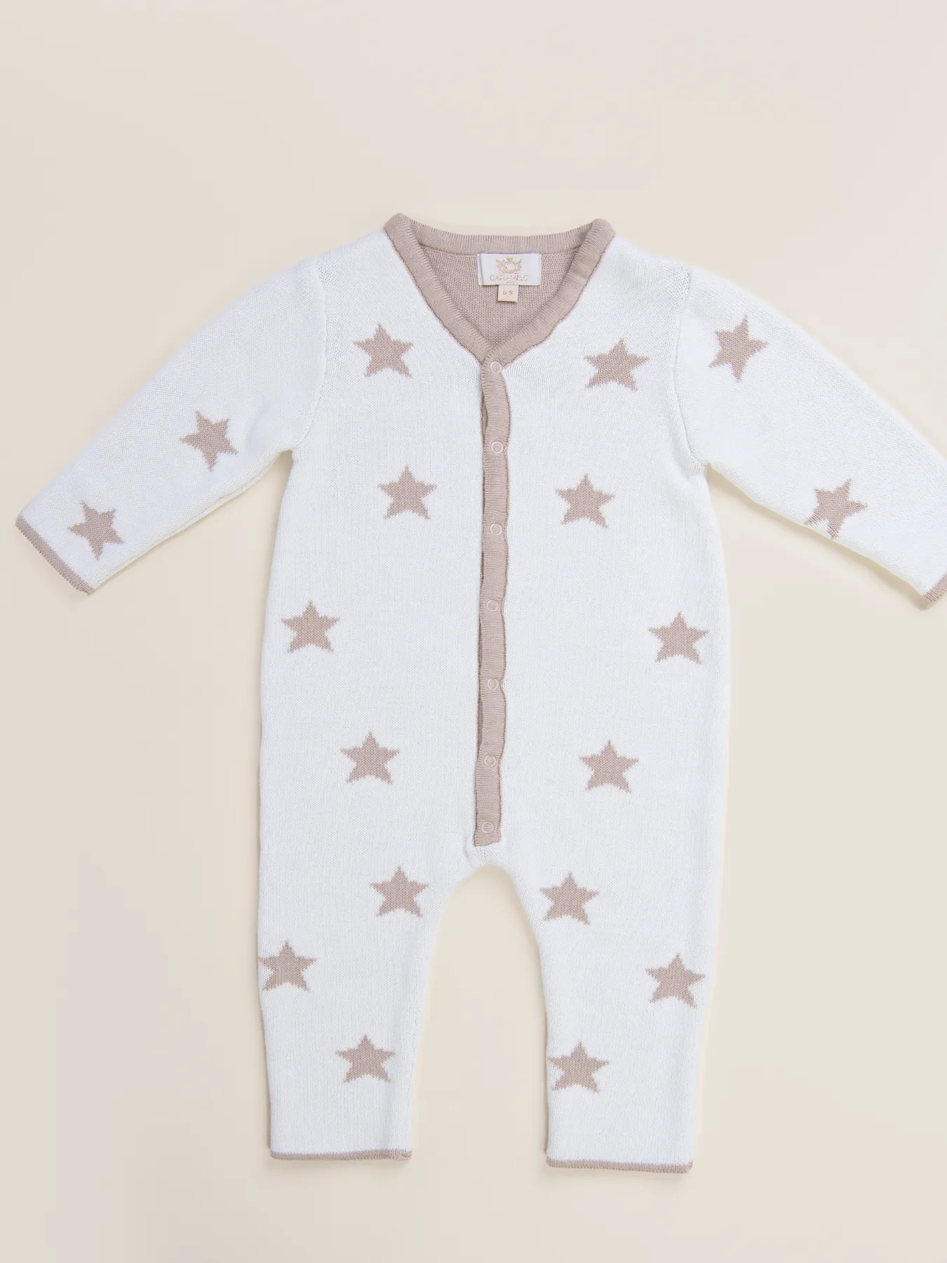 Caramelo Kids Knitted Star Romper With Hat & Mittens - Neutral