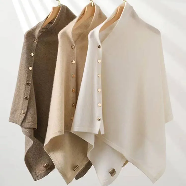 Cashmere Cape with Buttons