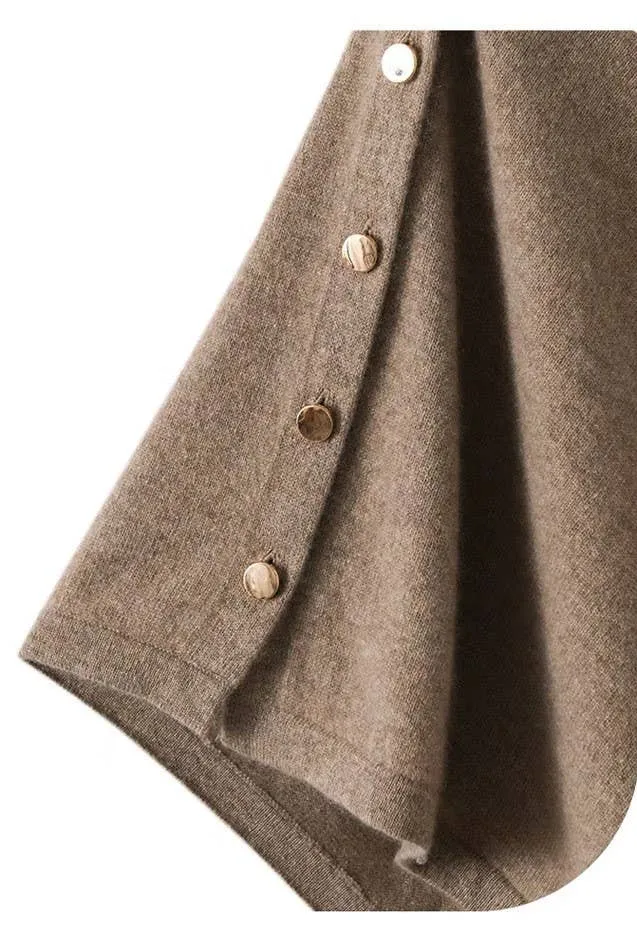 Cashmere Cape with Buttons