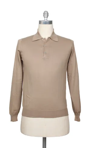Cesare Attolini Light Brown 1/4 Button Polo Sweater