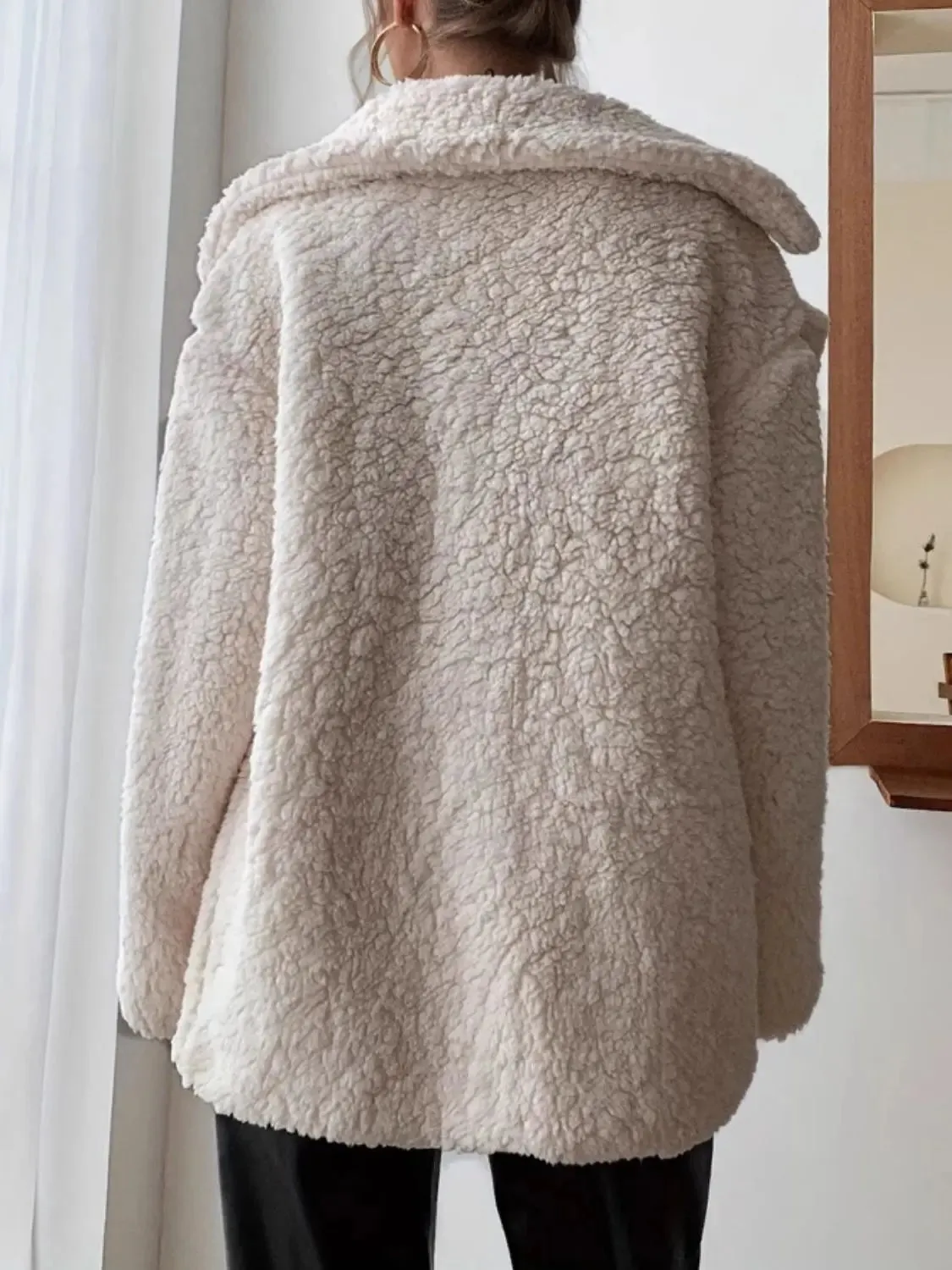 'Chara' Fleece Faux Fur Open Coat