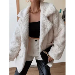 'Chara' Fleece Faux Fur Open Coat