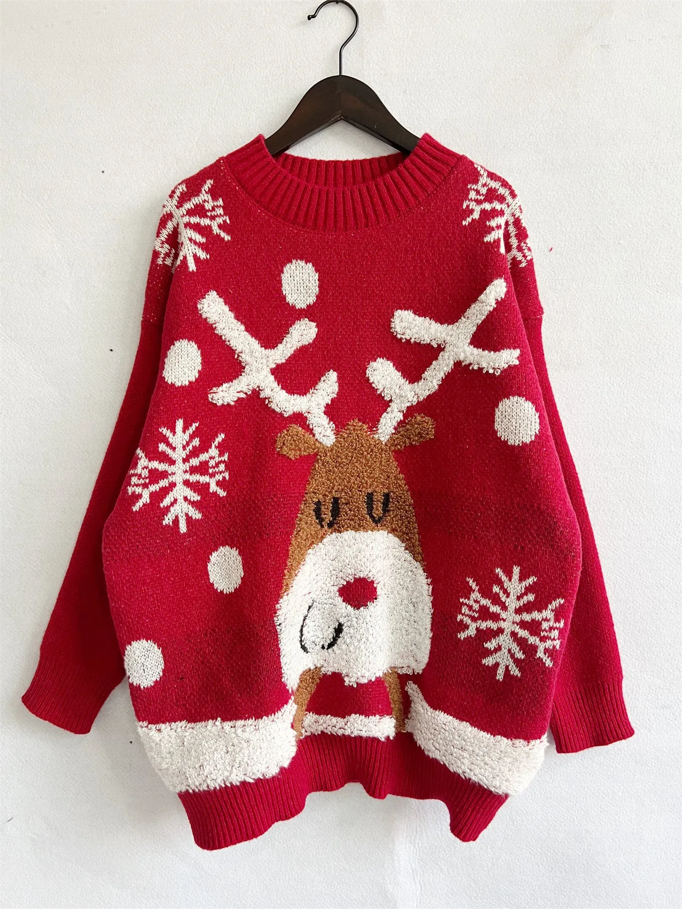 Christmas Crewneck Casual Stretchy Knitted Sweater