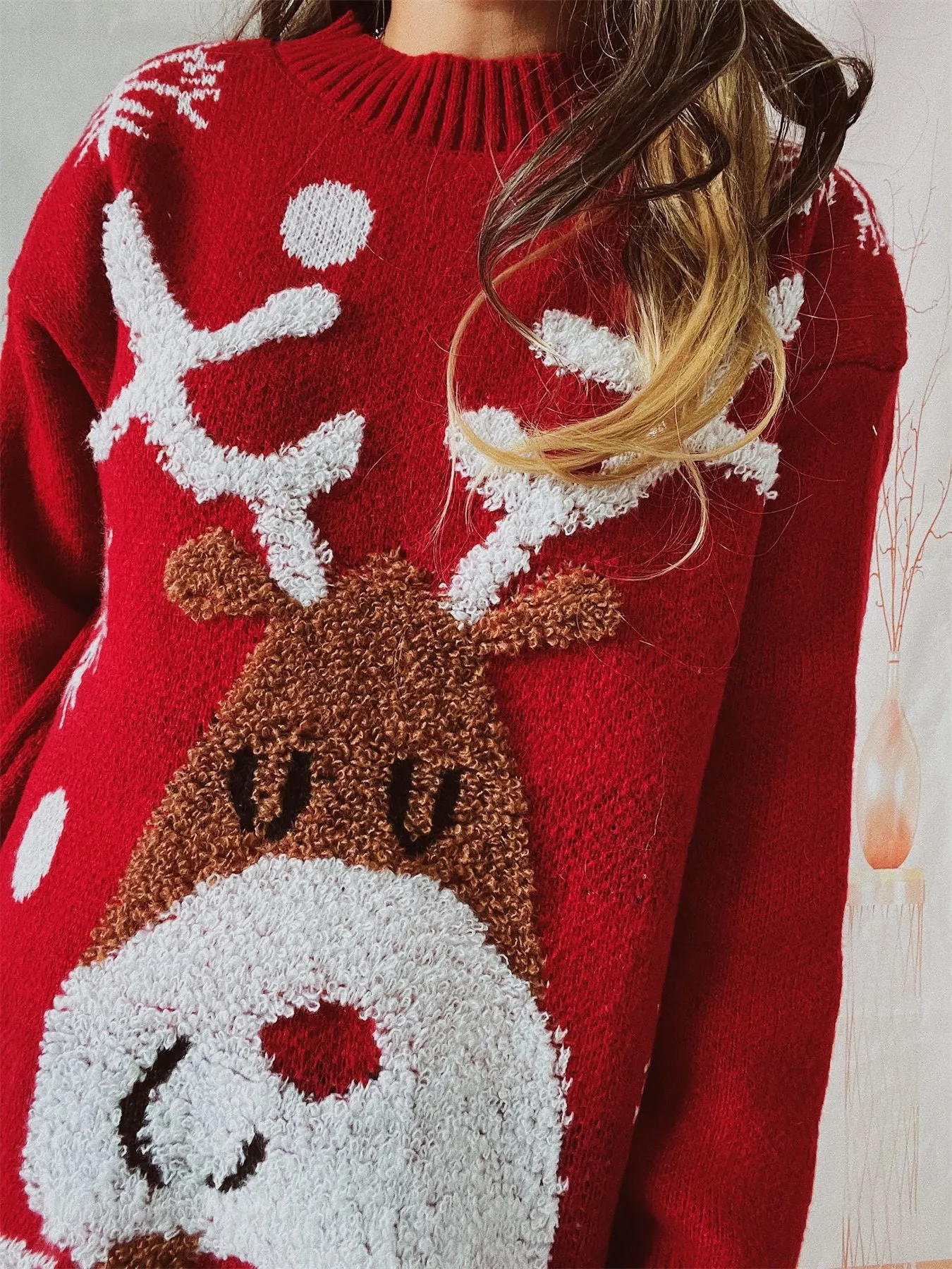 Christmas Crewneck Casual Stretchy Knitted Sweater