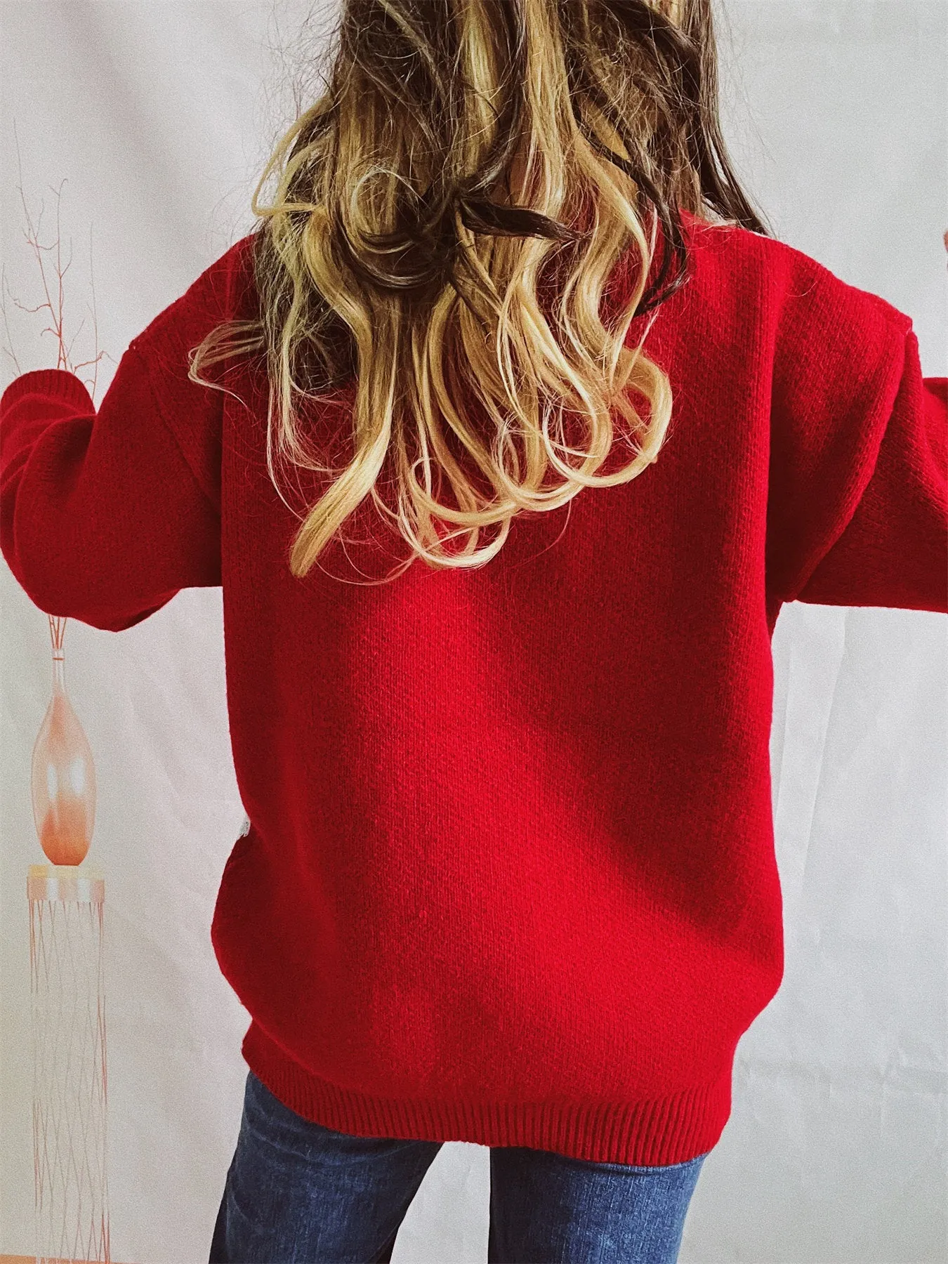 Christmas Crewneck Casual Stretchy Knitted Sweater