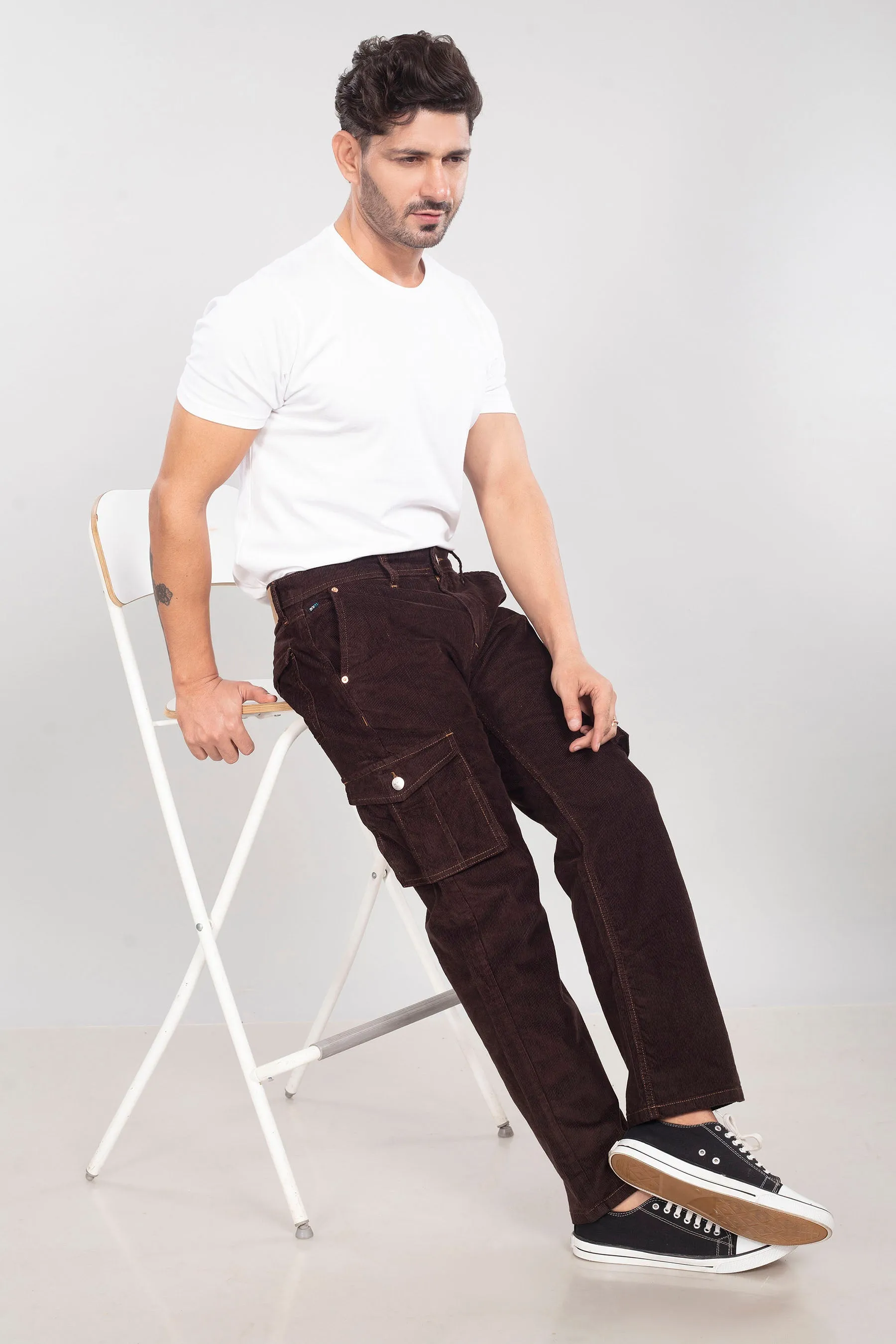 Coffee Brown Classic Cargo Corduroy