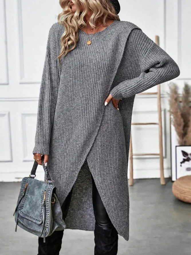 Comfortable Solid Knitted Women's Sweater
