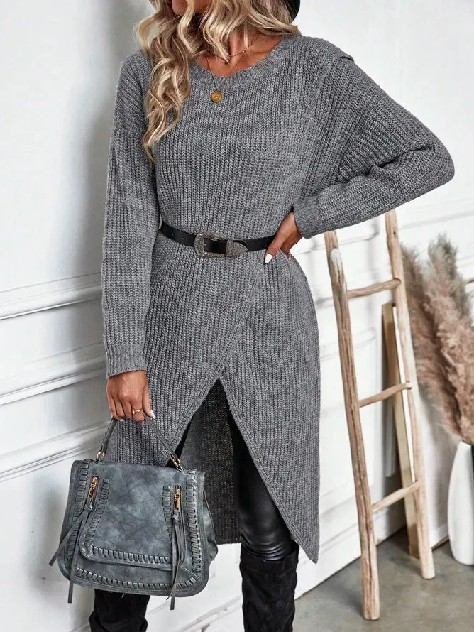 Comfortable Solid Knitted Women's Sweater