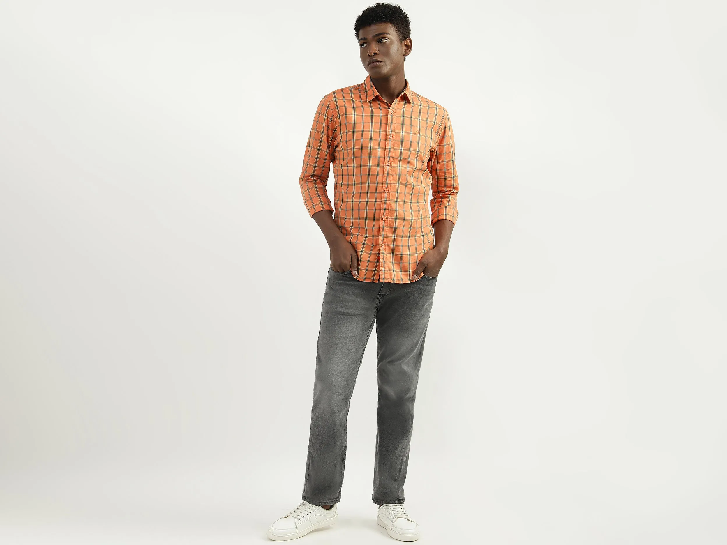 Cotton Checked Spread Collar Mens Shirts
