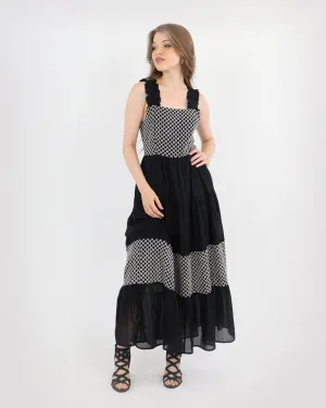 Cotton Tiered Crochet Inset Maxi Dress