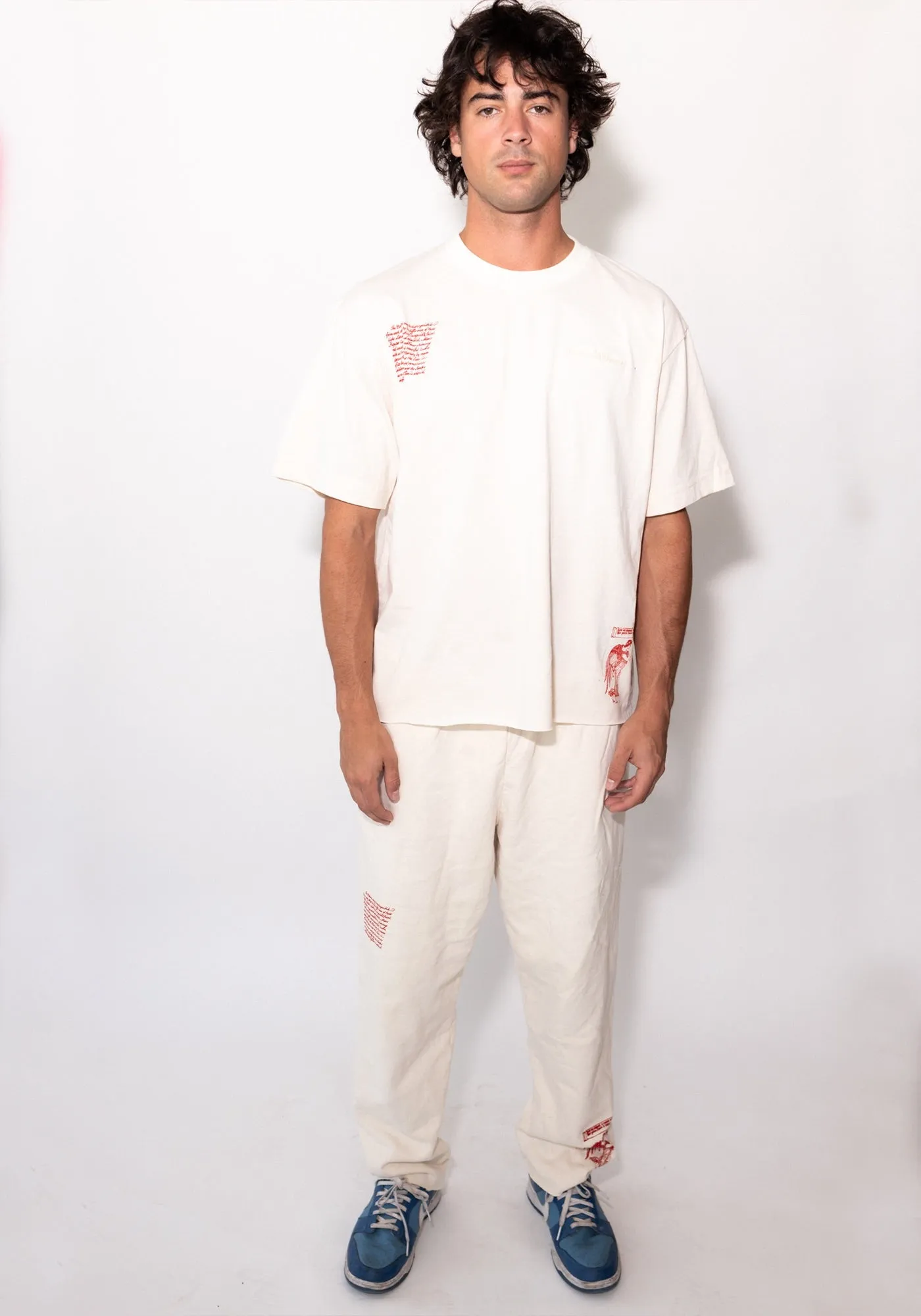 Cream Recycled Cotton Cut Sweatpants