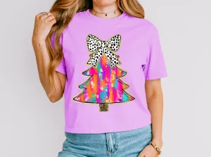 Cropped Comfort Colors Christmas Tree - Bright Colors Tee
