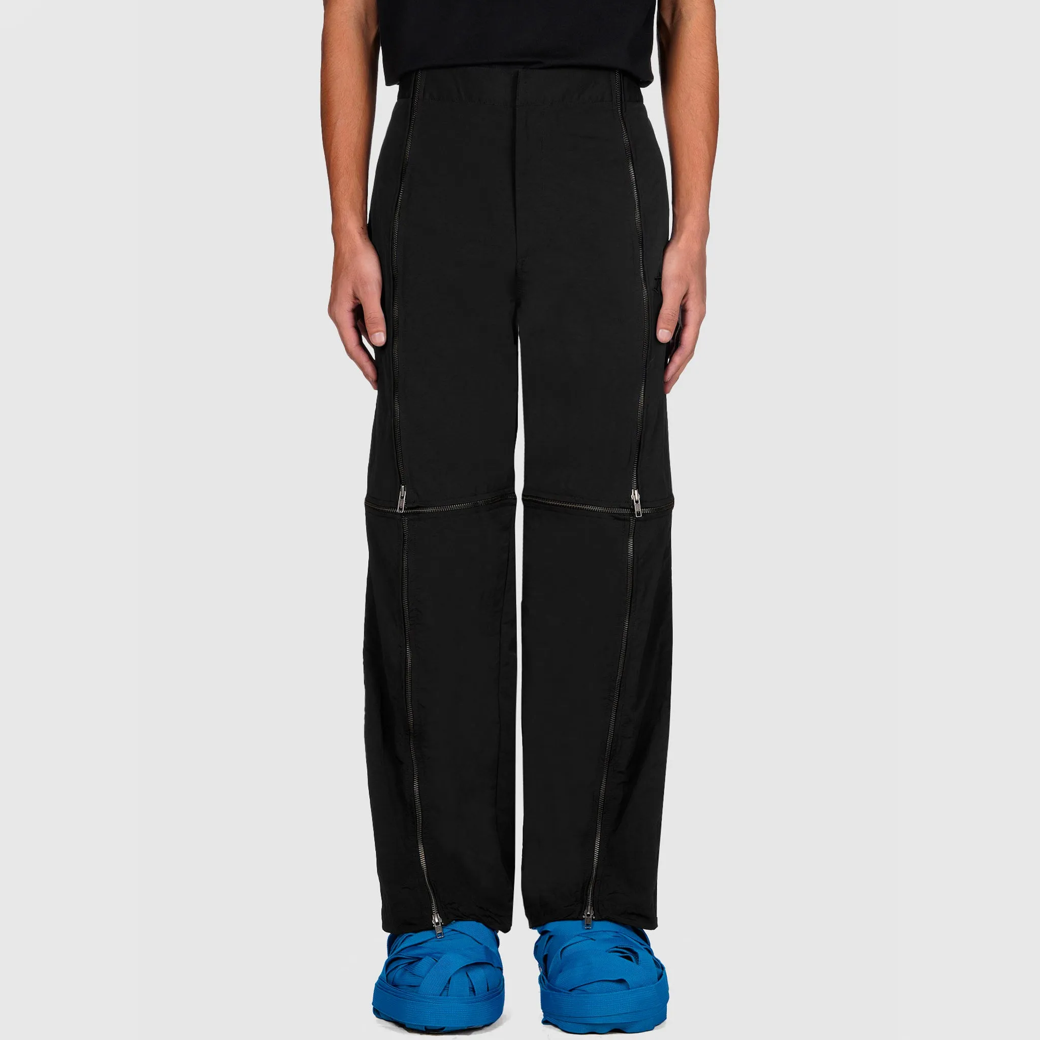 Crushed Nylon Detachable Zip Pants (Black)