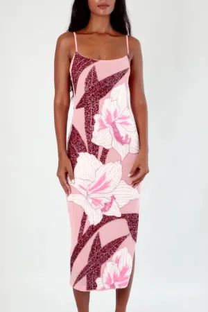 Deliah Hand Beaded Midi Dress Pink x by Poppy