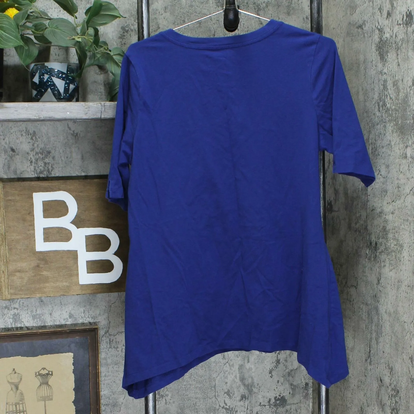Denim & Co. Women's Perfect Jersey V-neck Trapeze Hem Top Bright Navy Medium