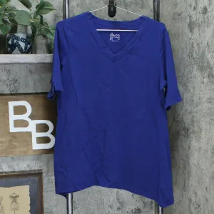 Denim & Co. Women's Perfect Jersey V-neck Trapeze Hem Top Bright Navy Medium