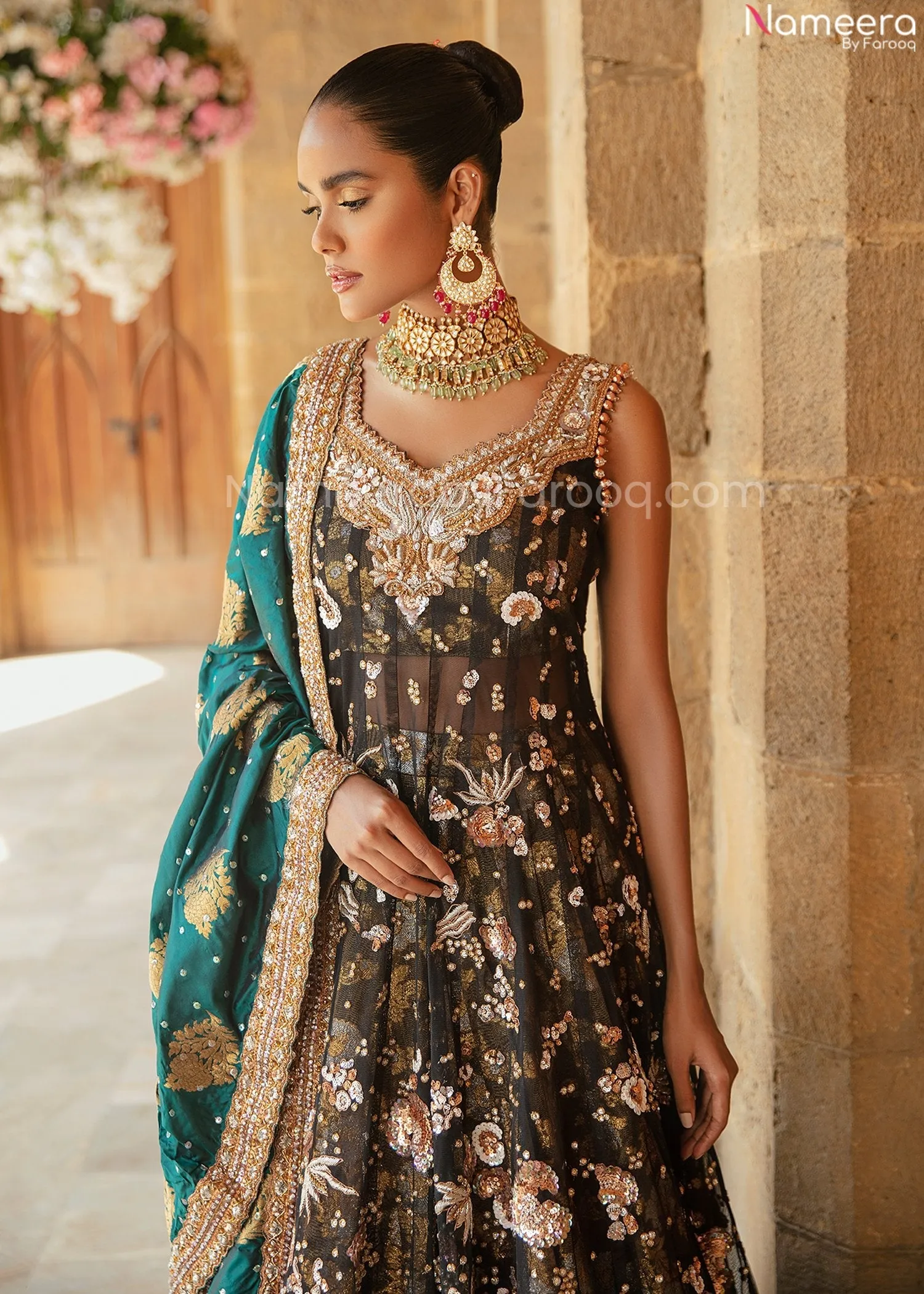 Designer Bridal Pakistani Black Pishwas Lehenga #BN969