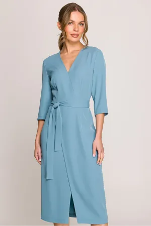 Draped V-Neck Midi Dress Elegance