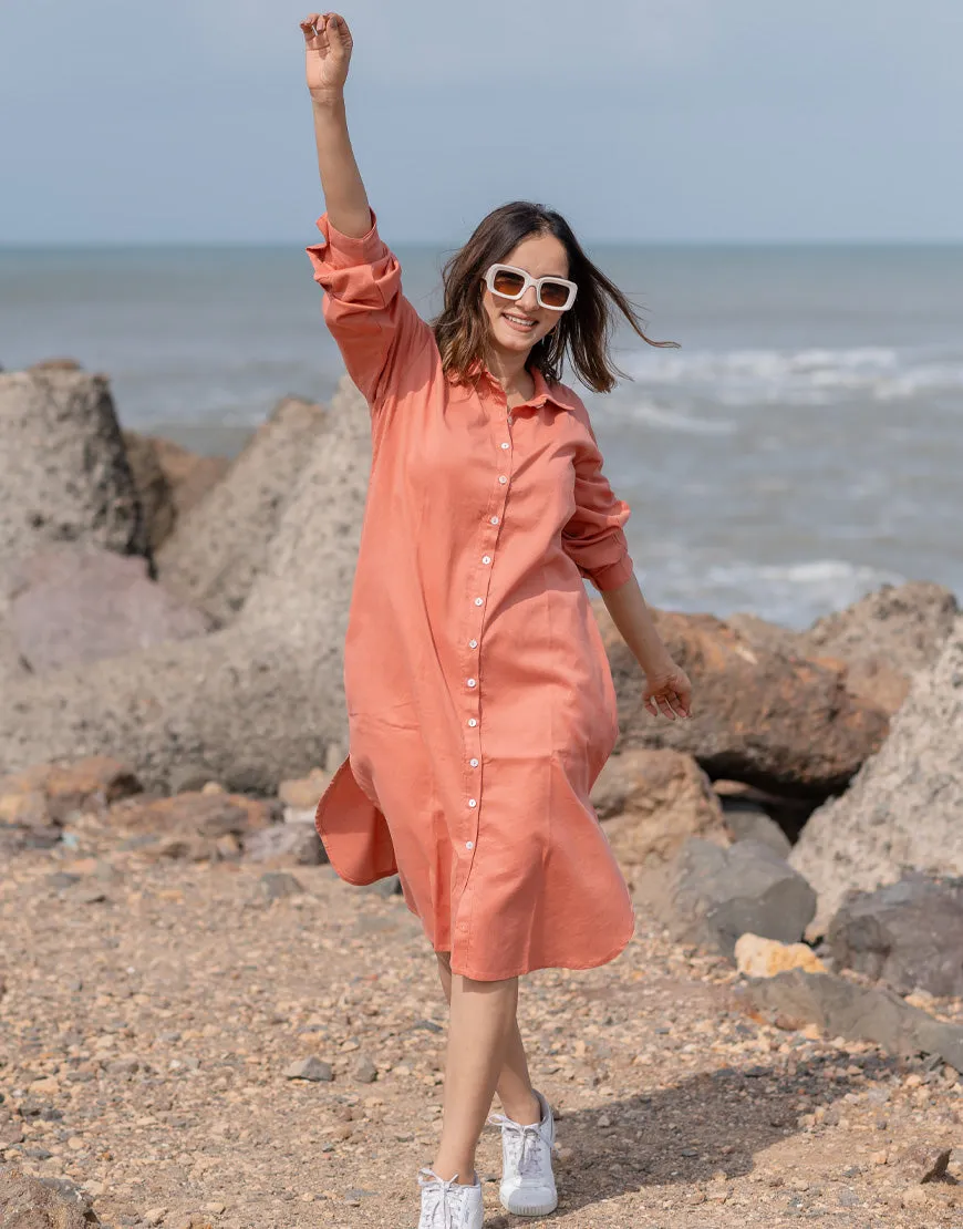 Dusty Peach Shirt Dress