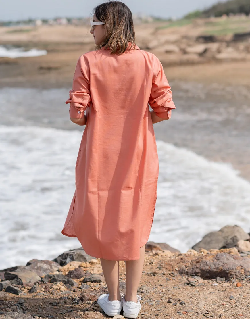Dusty Peach Shirt Dress