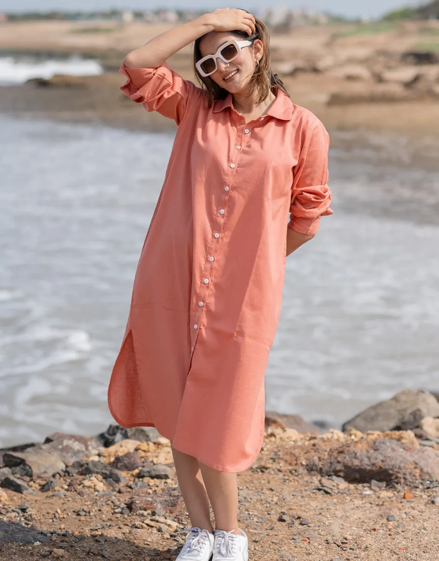 Dusty Peach Shirt Dress